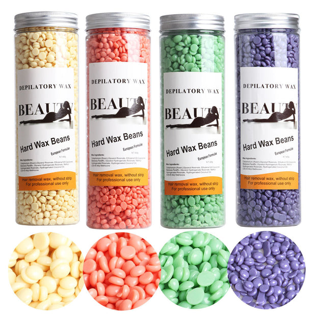 4 kinds 450g Hot Film Hard Wax Beans No Strip Depilatory Hot Film Hard Wax Pellet Waxing Bikini Hair Removal Bean #613 - Freshyshop